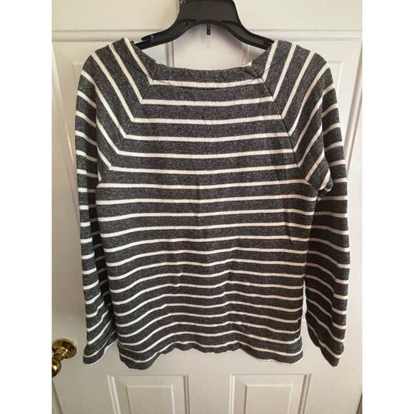 Ann Taylor LOFT Gray White Striped Cotton Blend Long Sleeve Sweater Size Small - Picture 7 of 10